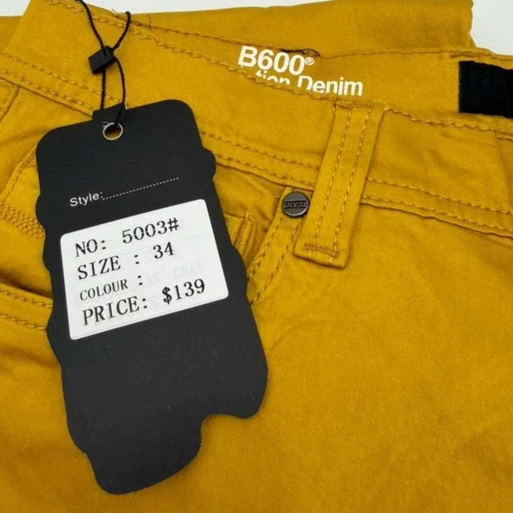 Giorgio Cavalli Designer B600 Revolution Denim Mustard Jeans Size 34 NWT Italian